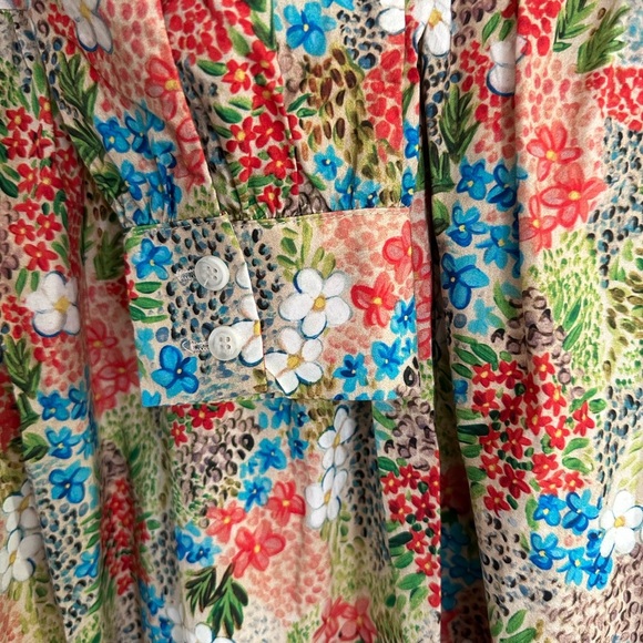 Pink and Green Long Sleeve Gown with Mock Neck - Picture 6 of 16